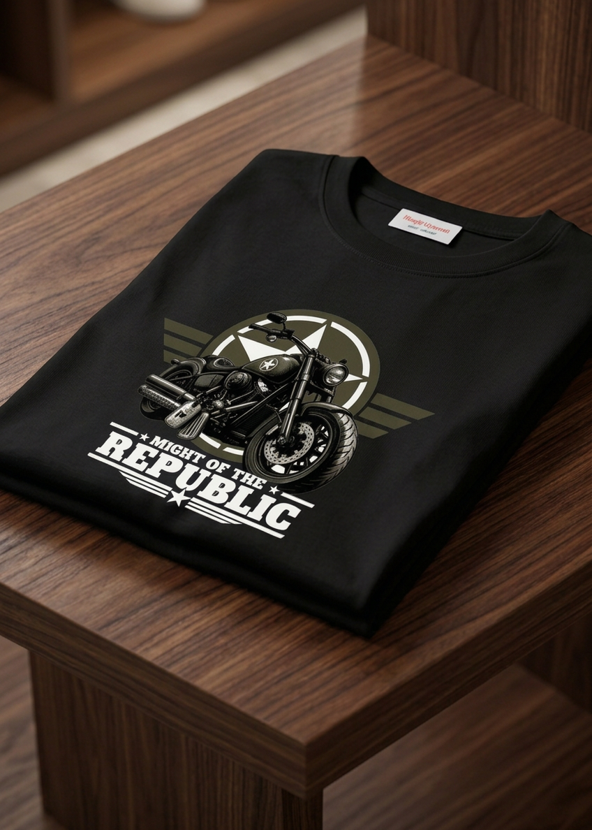 Might of The Republic men's tee shirt by HawgDog Gear, black, front