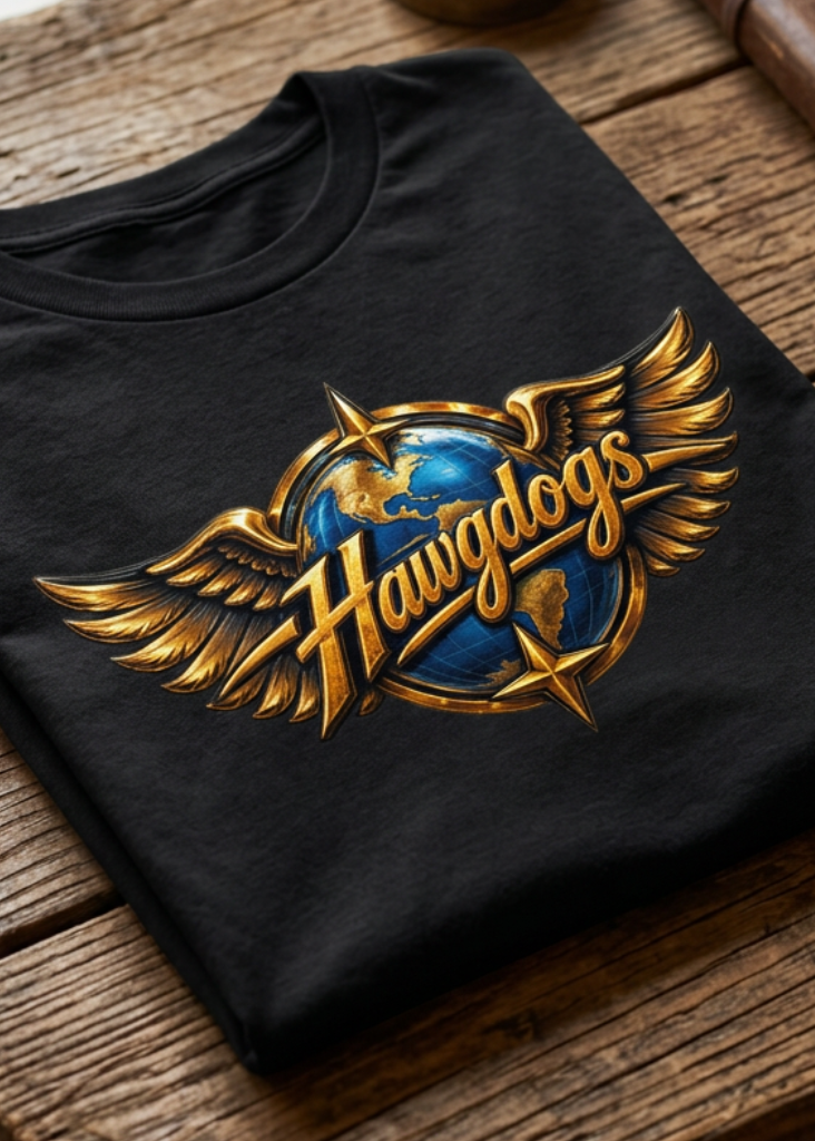 Wings of The Open Road men's tee shirt by HawgDog Gear, black, back