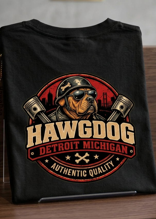 Loud Pipes Save Lives men's tee shirt by HawgDog Gear, black, back