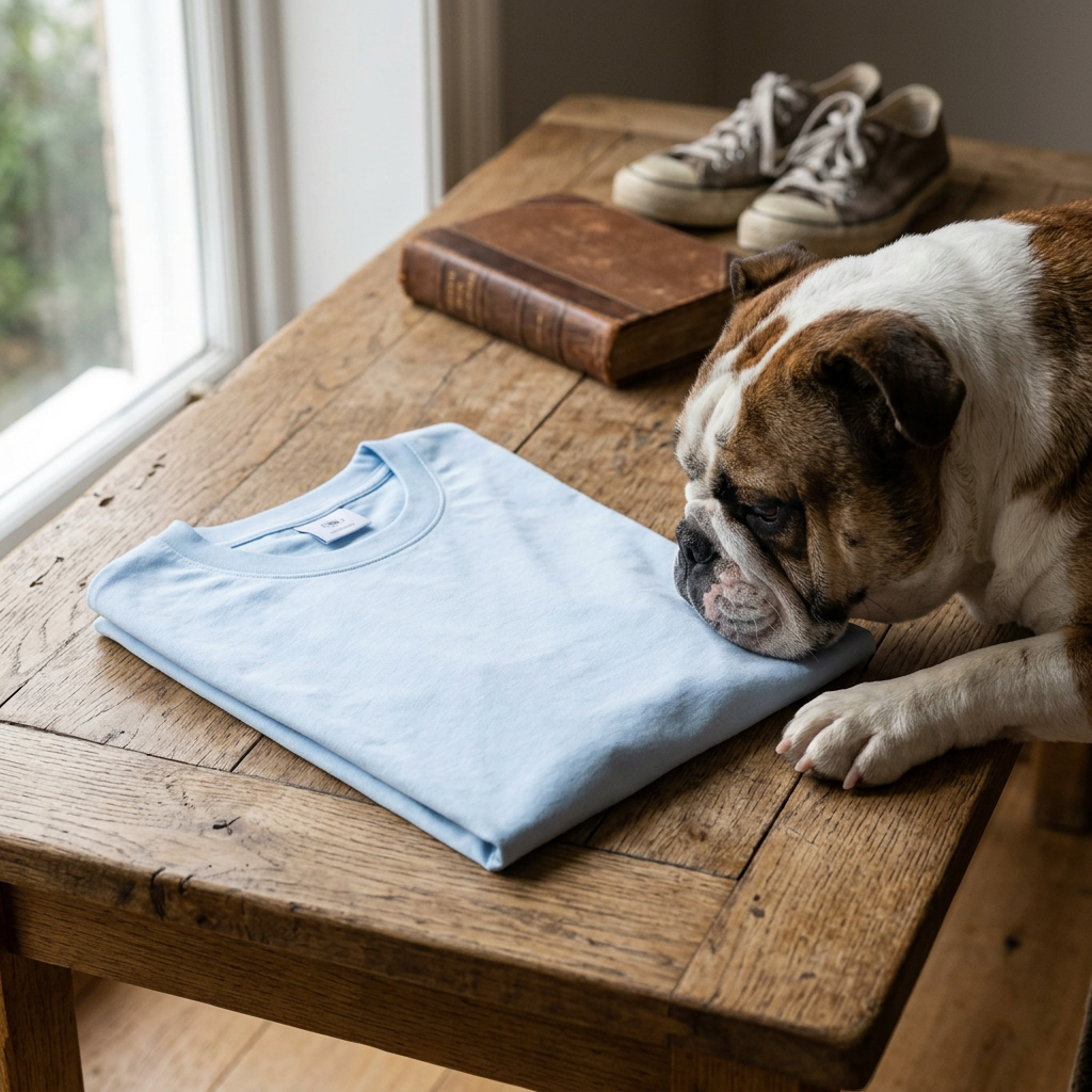 Back of the Sky Blue HawgDogs Bulldog tee, plain with no print