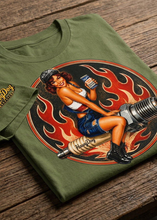 Spark Plug Sally men's tee shirt by HawgDog Gear