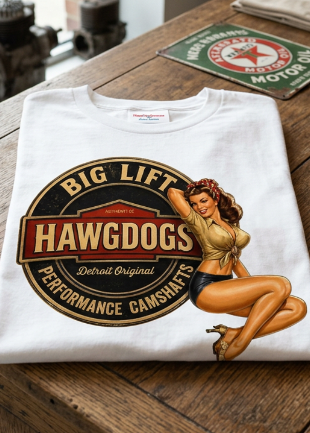 HawgDogs Camshaft Carol Tee Shirt - Lucent White front