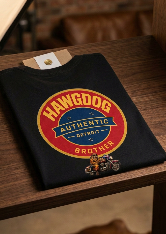 The Barkster men's tee shirt by HawgDog Gear, black, back