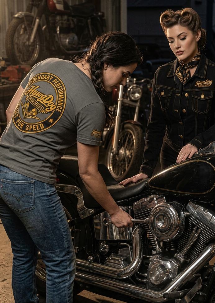 HawgDogs Camshaft Carol Tee Shirt - Charcoal Gray back, on model