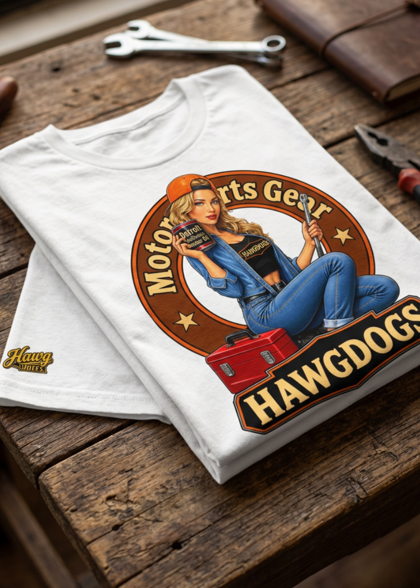 HawgDogs Oil Can Annie Tee Shirt - Lucent White front