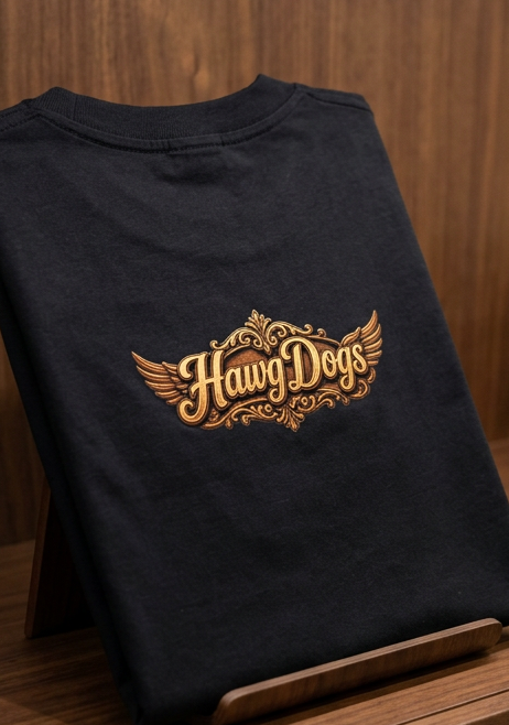Totem Pooch men's tee shirt by HawgDog Gear, black, back