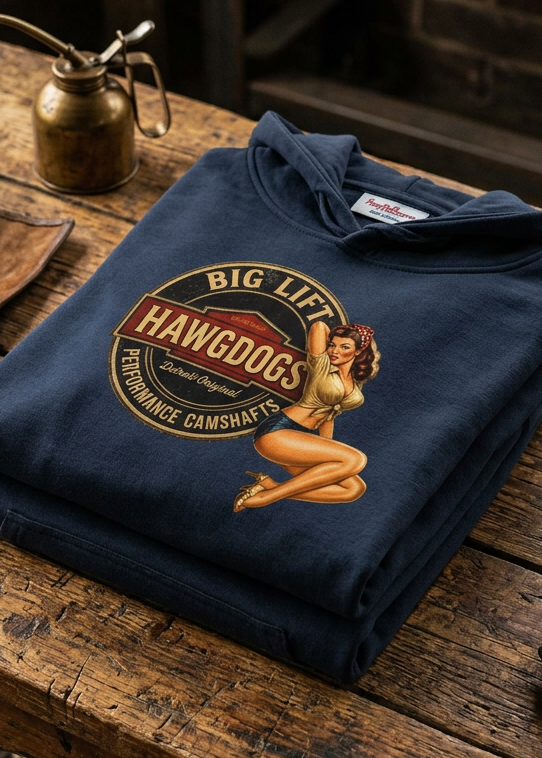 HawgDogs Camshaft Carol Hoodie - Navy Blue front