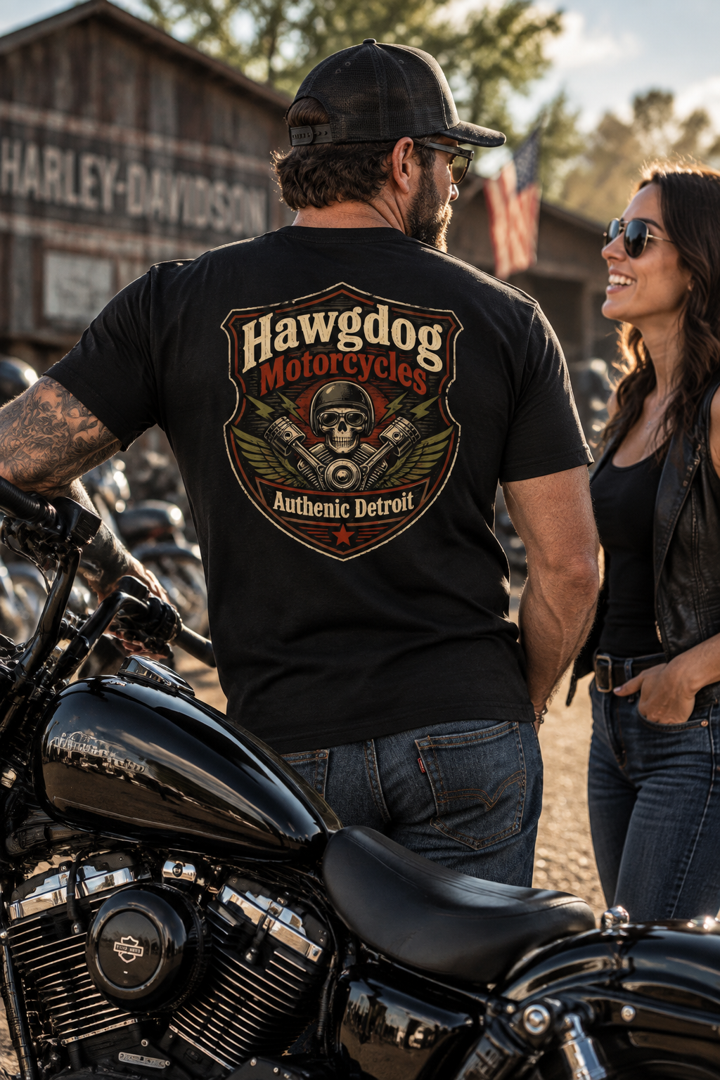 No-One Rides for Free men's tee shirt by HawgDog Gear, black, back, worn by a rider