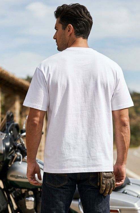 Keep on Bikin' men's tee shirt by HawgDog Gear, white, back