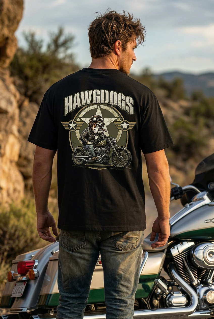 Might of The Republic men's tee shirt by HawgDog Gear, black, back
