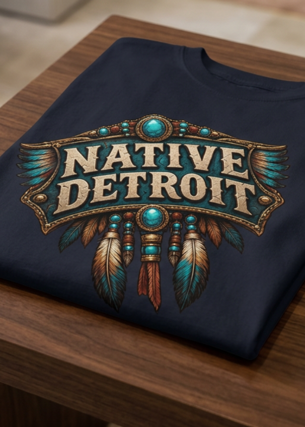 Native Detroit men's tee shirt by HawgDog Gear, black, back