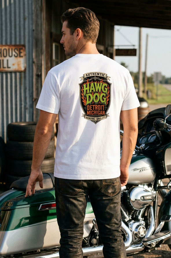 Drag Rage men's tee shirt by HawgDog Gear, white, back