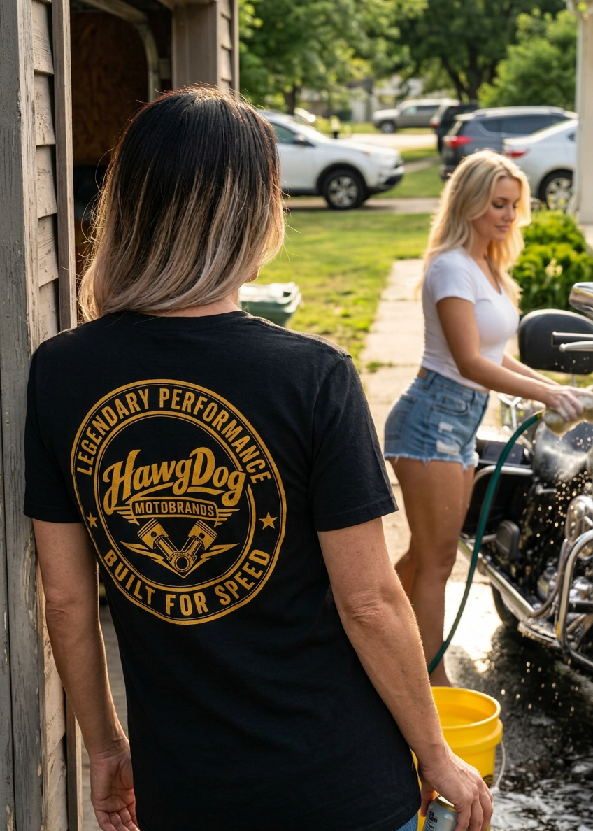 HawgDogs Polishing Patty Tee Shirt - Classic Black back, on model