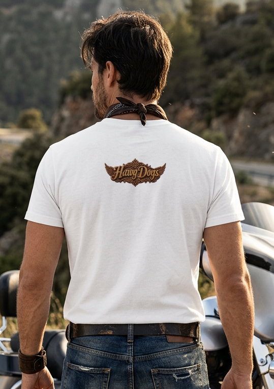 Totem Pooch men's tee shirt by HawgDog Gear, white, back